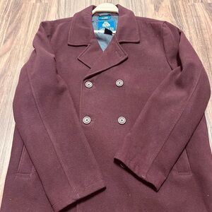 Pendleton Men's Double-Breasted Maroon Pea Coat